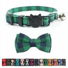 Breakaway Bow Tie Cat Collar With Bell Plaid Design Adjustable Safety