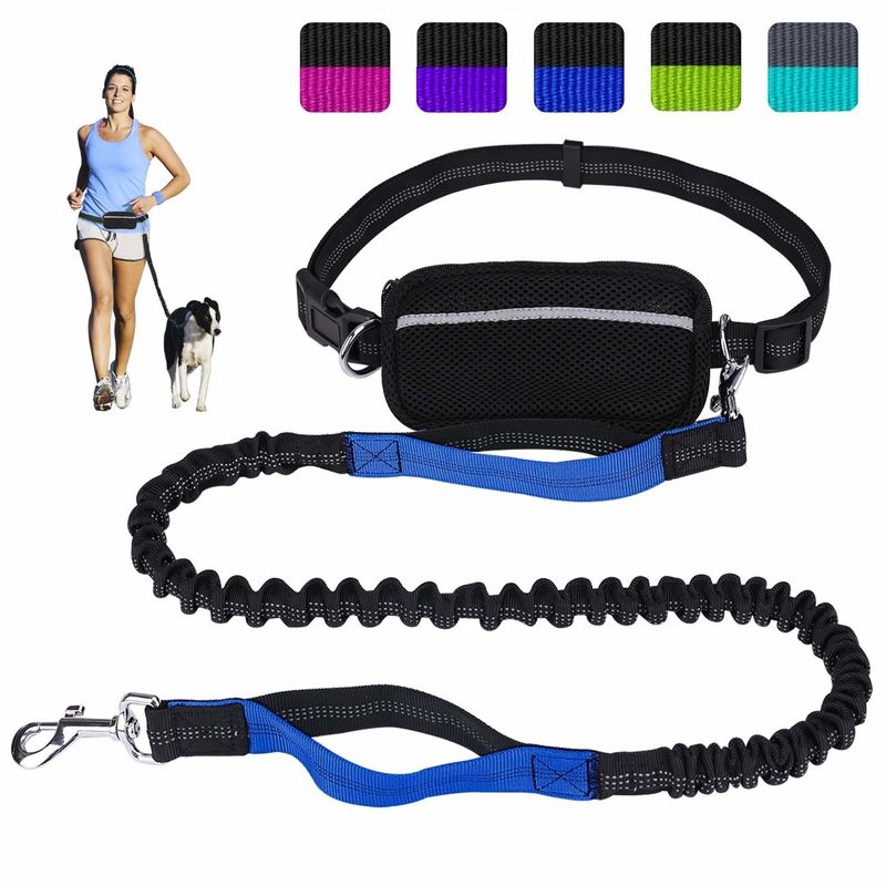 Flexible Long Extendable Dog Lead Comfortable Hands Free With Dual Handles